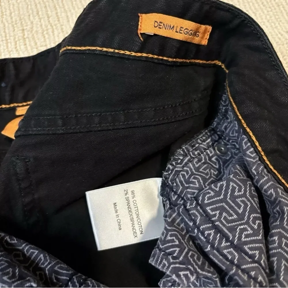 Tory Burch Size 25 Black Denim Legging Jeans Skinny Ankle Low Rise Logo Patch